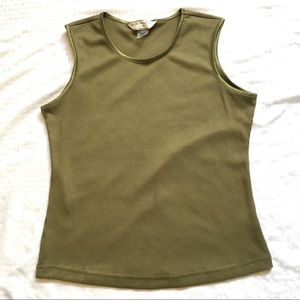 Army Green Polyester Knit Tank Top SzSP